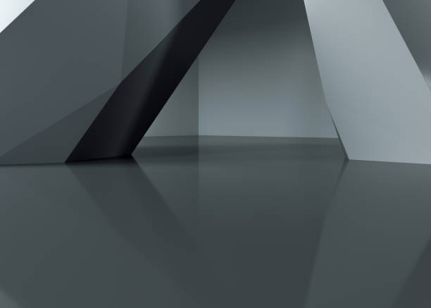 istock 3D rendering of indoor black curved luminous space 1905902164