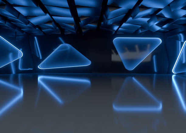 Backgrounds,Abstract Backgrounds,Neon Colored,Futuristic,Neon Lighting,Purple,Abstract,Spotlight,Shiny,Black Color,Light - Natural Phenomenon,Illuminated,Textured,Frame - Border,Flooring