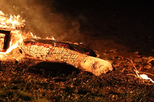 Piece of wood on fire (bonfire)