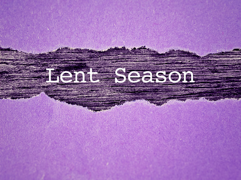 Lent Season text with purple background. Lent, Holy Week and Good Friday concept.