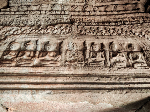 Carved Thai elephant on the wood frame