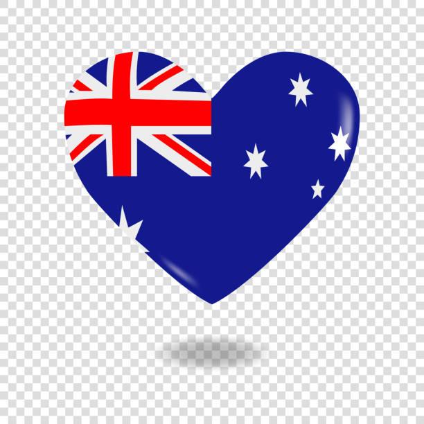 istock Volumetric heart of Australia on checkered background denoting transparency, vector 1906180007