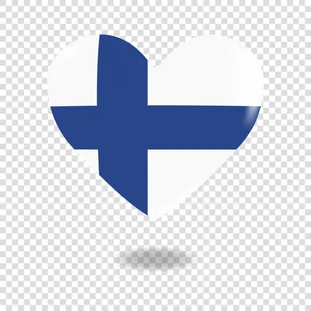 Vector illustration of Volumetric heart of Finland on checkered background denoting transparency, vector