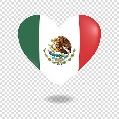 Volumetric heart of Mexico a on checkered background denoting transparency, vector image