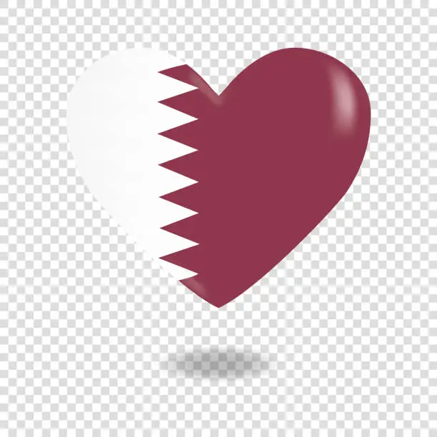 Vector illustration of Volumetric heart of Qatar on checkered background denoting transparency, vector