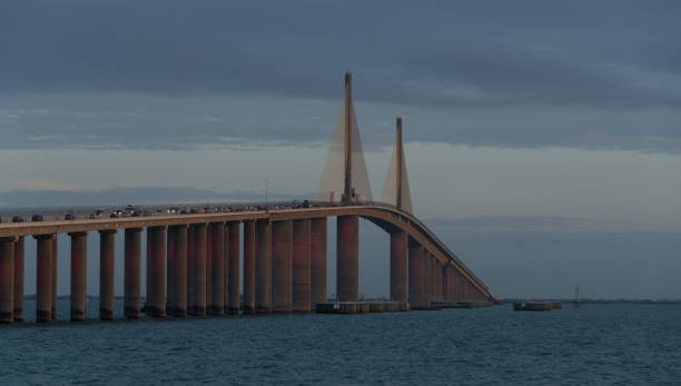 istock Sunshine Skyway Bridge under sunset glowing lights - 2 1906205849