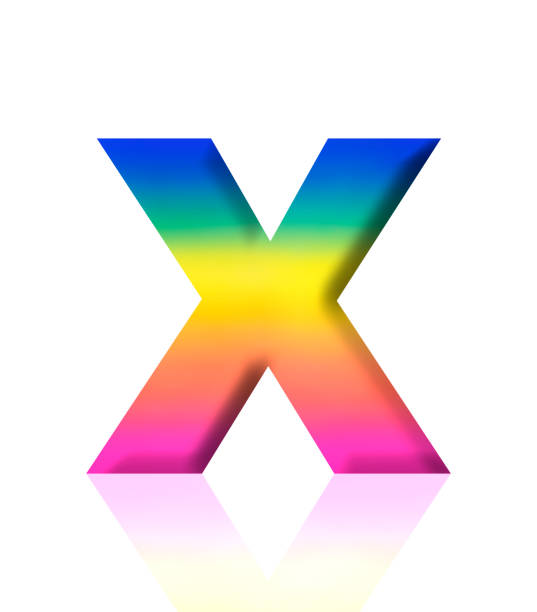 istock Isolated shot of three-dimensional rainbow alphabet letter X on white background 1906270772