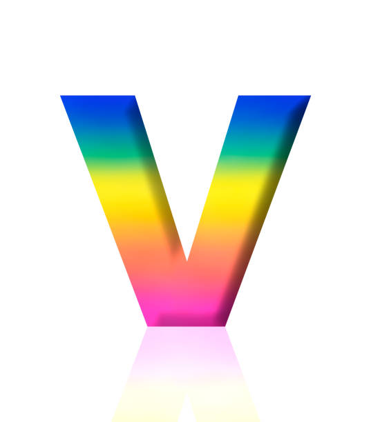 istock Isolated shot of three-dimensional rainbow alphabet letter V on white background 1906270774