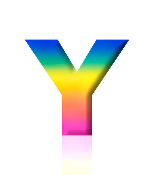 istock Isolated shot of three-dimensional rainbow alphabet letter Y on white background 1906270776