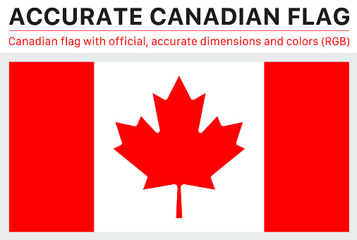 Canadian flag in the official RGB colors and with official specifications. The colors and specifications have been carefully researched.