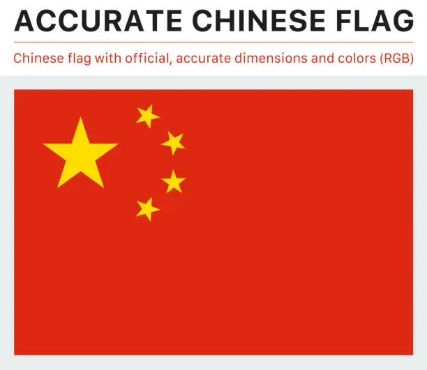 Vector illustration of Chinese Flag (Official RGB Colors, Official Specifications)