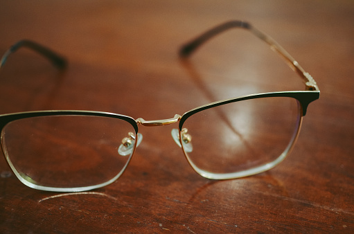 old glasses close up
