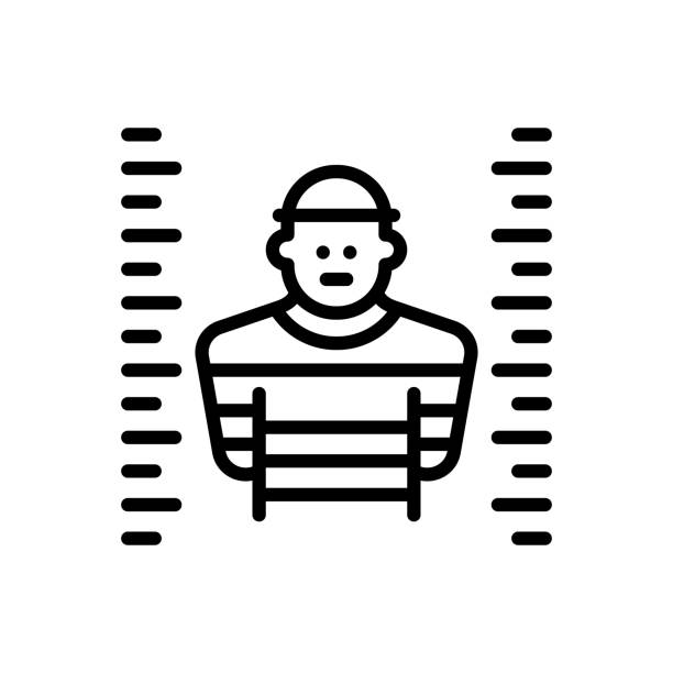 Criminal offender Icon for criminal, offender, delinquent, convicted, wrongdoer, blameworthy, malefactor, culprit, perpetrator, repeater wrongdoer stock illustrations