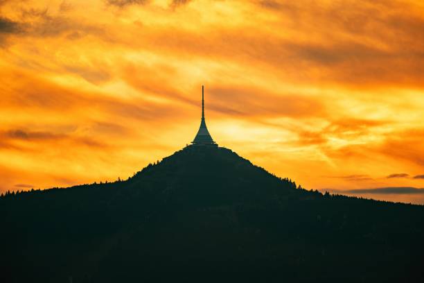 istock Silhouette of Jested mountain with dramatic cloudscape at sunset time- 1906290374