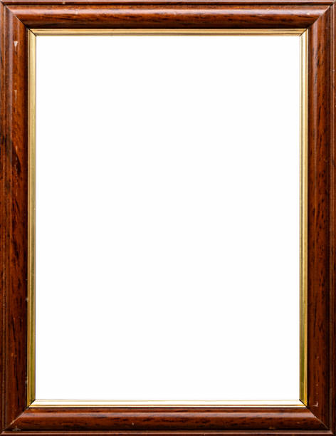 istock Wooden picture frame. Old rustic wooden frame isolated on white background 1906304479