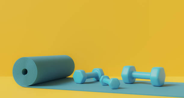 istock Background of various exercise equipment for women's diet and exercise, 3d rendering 1906340913