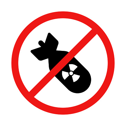 No Nuclear Bomb Sign on White Background