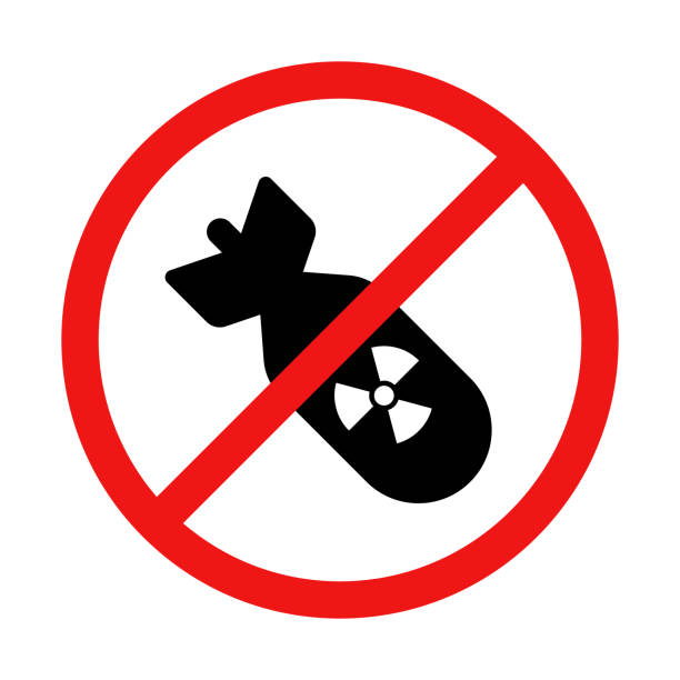 No Nuclear Bomb Sign on White Background vector art illustration