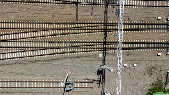 Parallel railway tracks from above