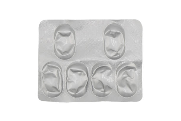 istock Empty pills of blister pack isolated on white background. Empty silver blister. Used blister pill. Empty blister pack from drugs. 1906417999