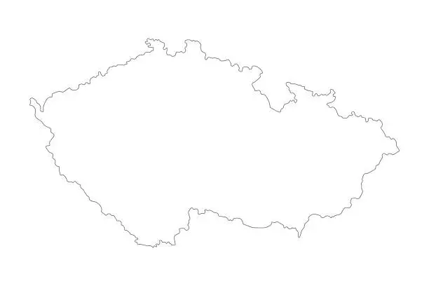 Vector illustration of Freehand Czech Republic map black outline clipart