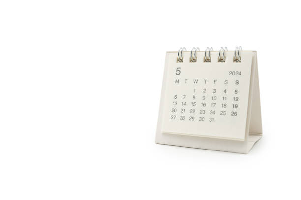 istock Simple desk calendar for May 2024 isolated on white background. Calendar concept with copy space. Clipping path. 1906439099