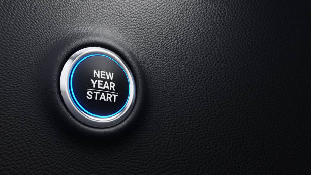istock New Year Start push button, New Year Start modern car button with blue shine. Start new year. Business strategy, opportunity and change concept. 3d illustration 1906501726