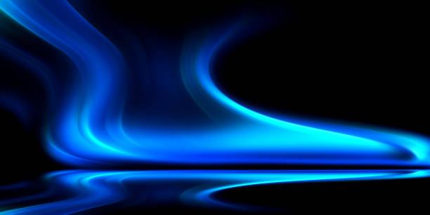 modern abstract blue high-speed light effect. technology futuristic dynamic motion. movement pattern for banner, poster, template design - impact arrow sign computer graphic energy photos et images de collection