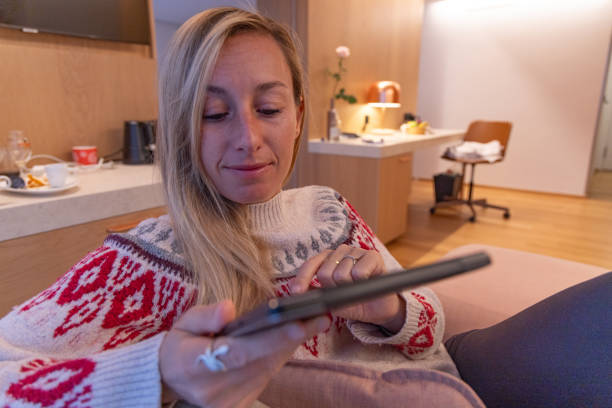 istock Business travel, woman working remotely on digital tablet 1906533409