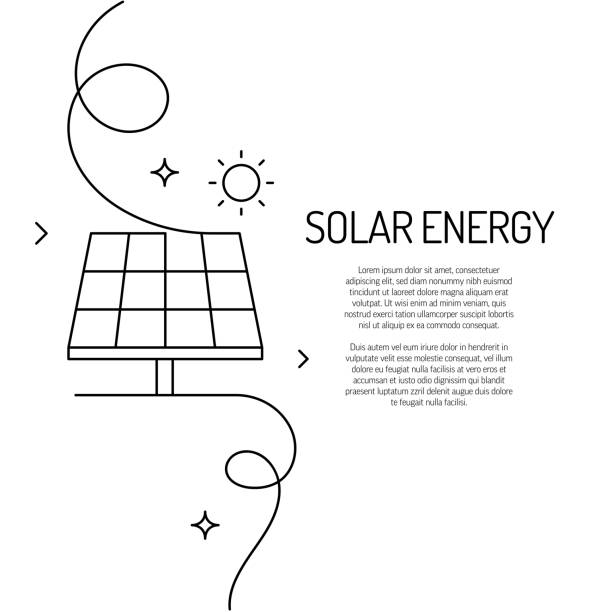 непрерывный линейный рисунок иконы солнечной энергии. нарисованный от руки символ векторная иллюстрация. - solarenergy stock illustrations