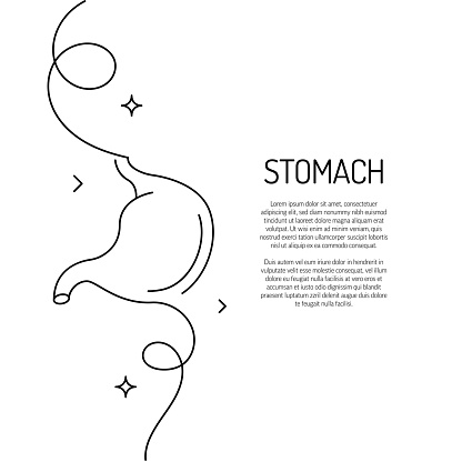 Continuous Line Drawing of Stomach Icon. Hand Drawn Symbol Vector Illustration.