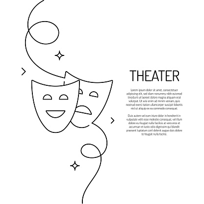Continuous Line Drawing of Theater Icon. Hand Drawn Symbol Vector Illustration.