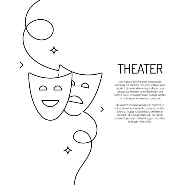 Continuous Line Drawing of Theater Icon. Hand Drawn Symbol Vector Illustration. vector art illustration