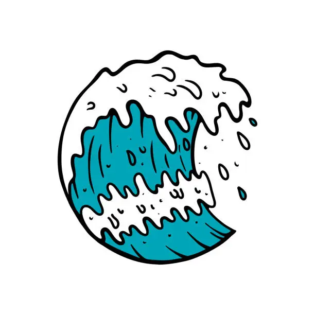 Vector illustration of Illustration of cartoon wave. Vector design element