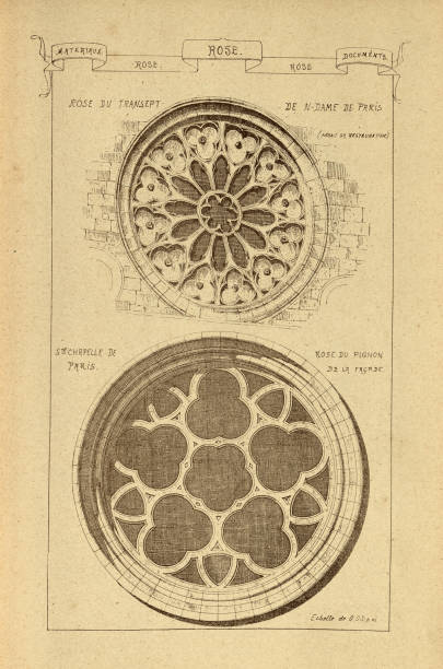 建築バラ窓、パリ、建築の歴史、装飾とデザイン、アート、フランス語、 - window rose window gothic style architecture点のイラスト素材／クリップアート素材／マンガ素材／アイコン素材