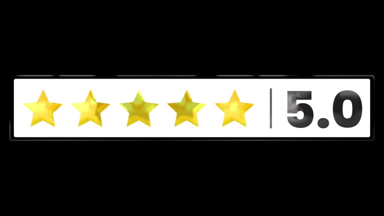 Quality assessment for e-commerce sites and mobile applications. from 1 to 5 stars, 5.0 rating, counting reviews and rating score