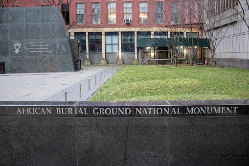 nyc, United States – December 25, 2023: The African Burial Ground National Monument in New York
