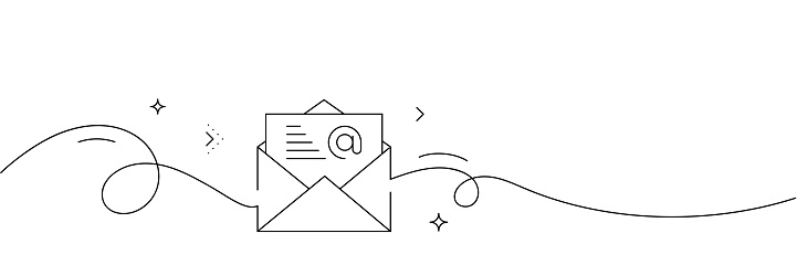 Continuous Line Drawing of E-Mail Icon. Hand Drawn Symbol Vector Illustration.