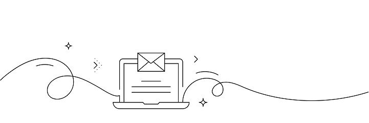 Continuous Line Drawing of E-Mail Marketing Icon. Hand Drawn Symbol Vector Illustration.