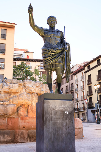 Saragossa, Spain- August 14, 2023: Bronze statue , forged in Naples and given by Mussolini's italian government in Zaragoza, Spain