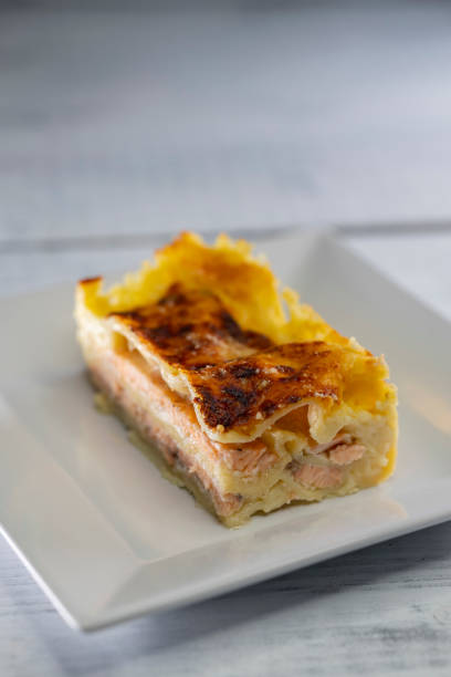 istock lasagne with salmon, bechamel and parmesan cheese 1906702150