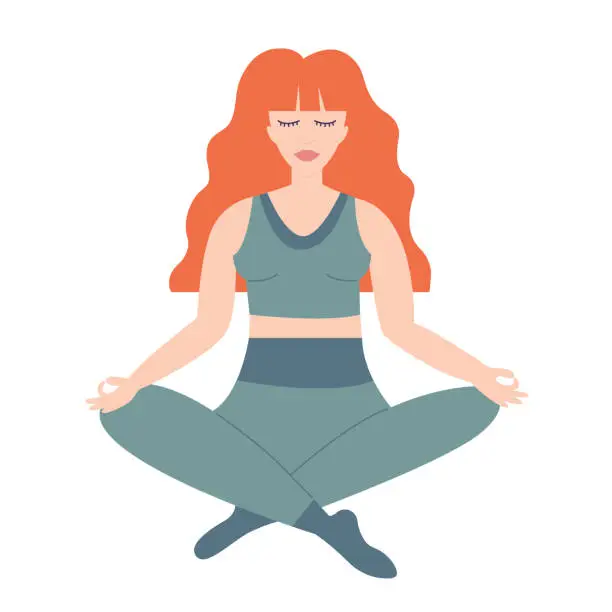 Vector illustration of Woman in yoga lotus pose