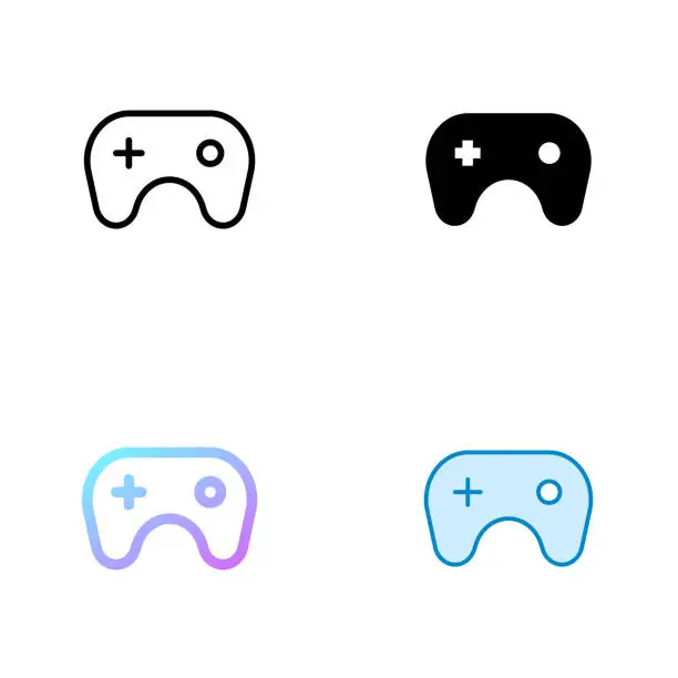 Vector illustration of Gamepad Universal Icon Design in Four style with Editable Stroke. Line, Solid, Flat Line and Color Gradient Line. Suitable for Web Page, Mobile App, UI, UX and GUI design.