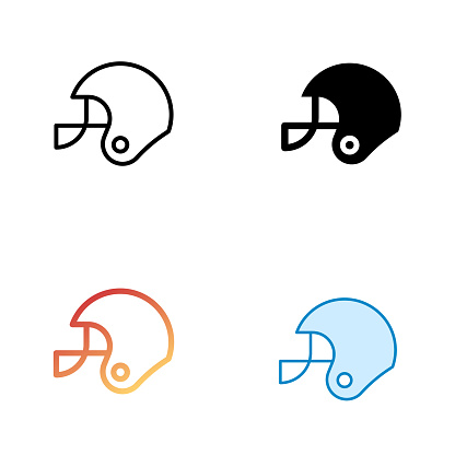 American Football Helmet Universal Icon Design in Four style with Editable Stroke. Line, Solid, Flat Line and Color Gradient Line. Suitable for Web Page, Mobile App, UI, UX and GUI design.