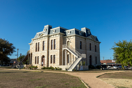 view to old historic city hall in Blanco, Texas