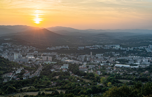A stunning sunset in the city of Gabrovo, Bulgaria