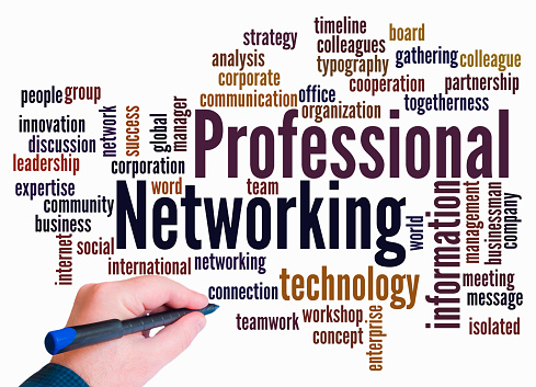 Word Cloud with PROFESSIONAL NETWORKING concept create with text only.