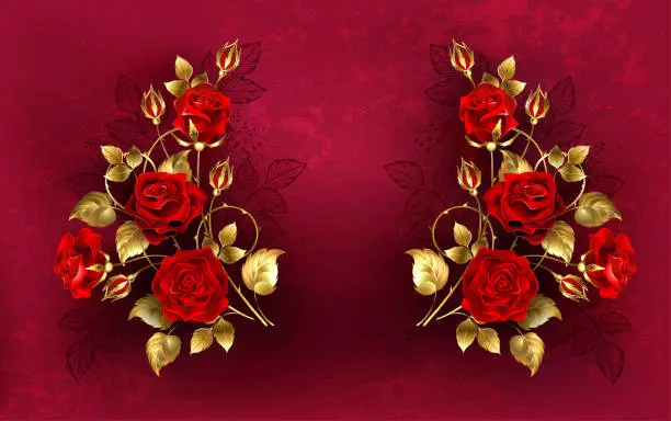 Vector illustration of Symmetrical composition of red roses