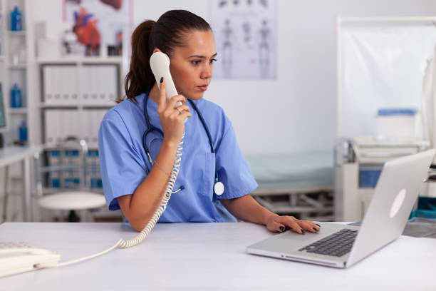 istock Medical practitioner answering phone calls 1906790402