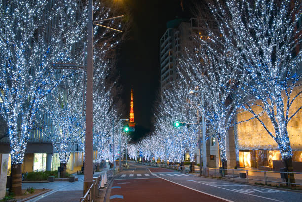 istock Silent Roppongi Keyakizaka Illumination (without any people or cars) 1906809020